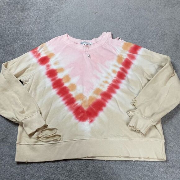 Brand New Wildfox Women’s Medium Tie Dye Pullover Sweater Crewneck Pink Tan - Picture 1 of 3